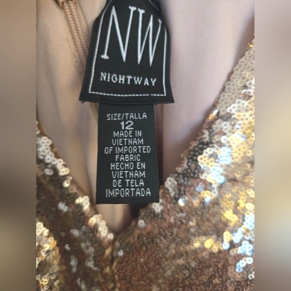 Nightway NWT sequined sleeveless NYE party champaign cocktail dress | 12 - Picture 2 of 7